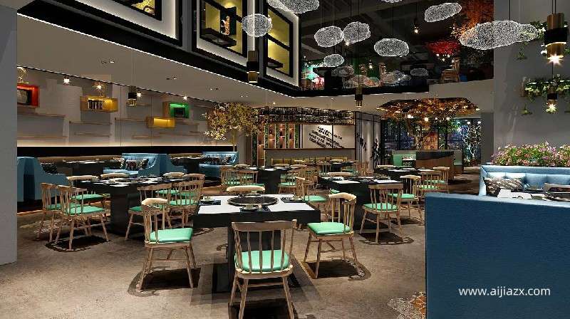 100平米火鍋店設計,小型主題火鍋店室內設計