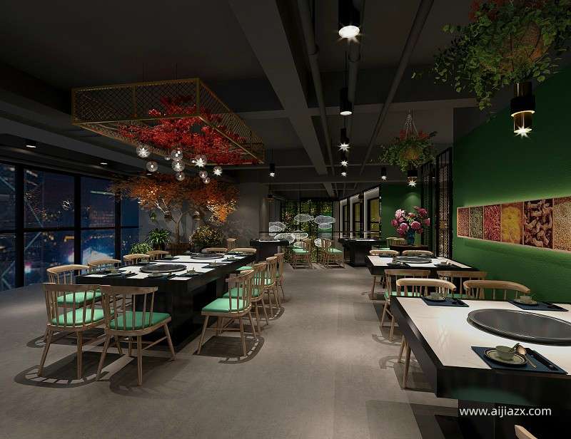 100平米火鍋店設計,小型主題火鍋店室內設計