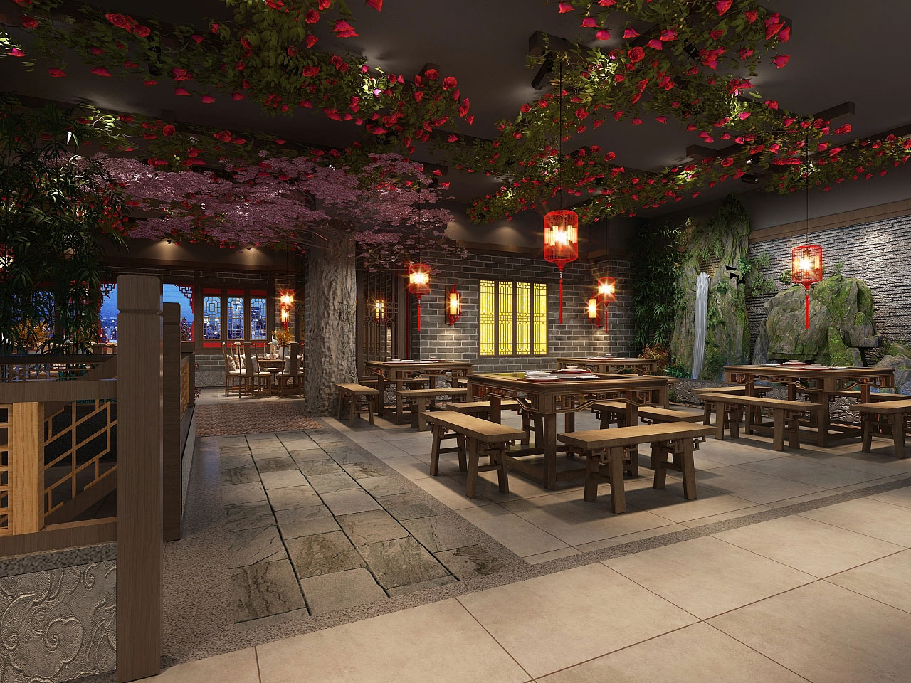 洛陽火鍋店設計-中式火鍋店裝修設計效果圖