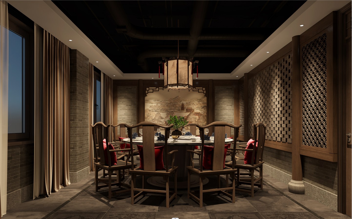 400平米漢唐風(fēng)火鍋店裝修設(shè)計(jì)效果圖