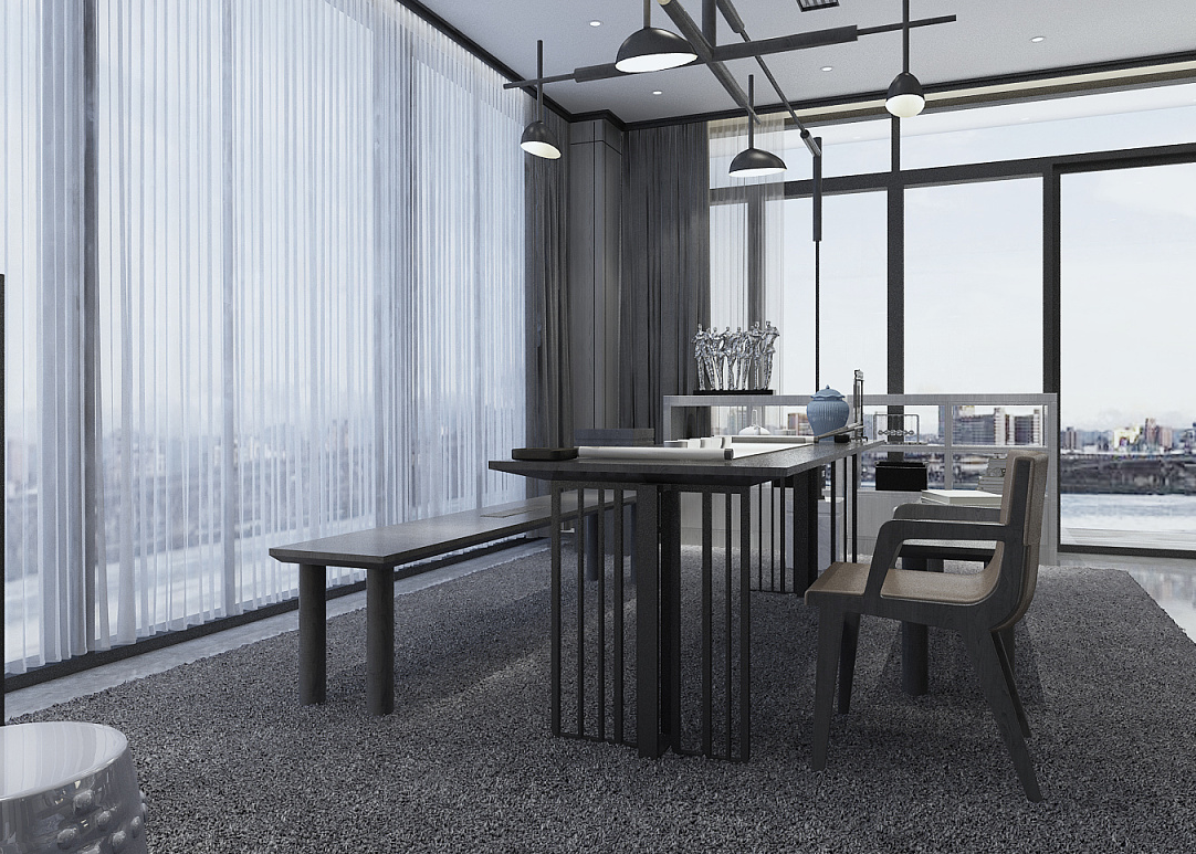 160平米極簡禪意辦公室設(shè)計效果圖賞析