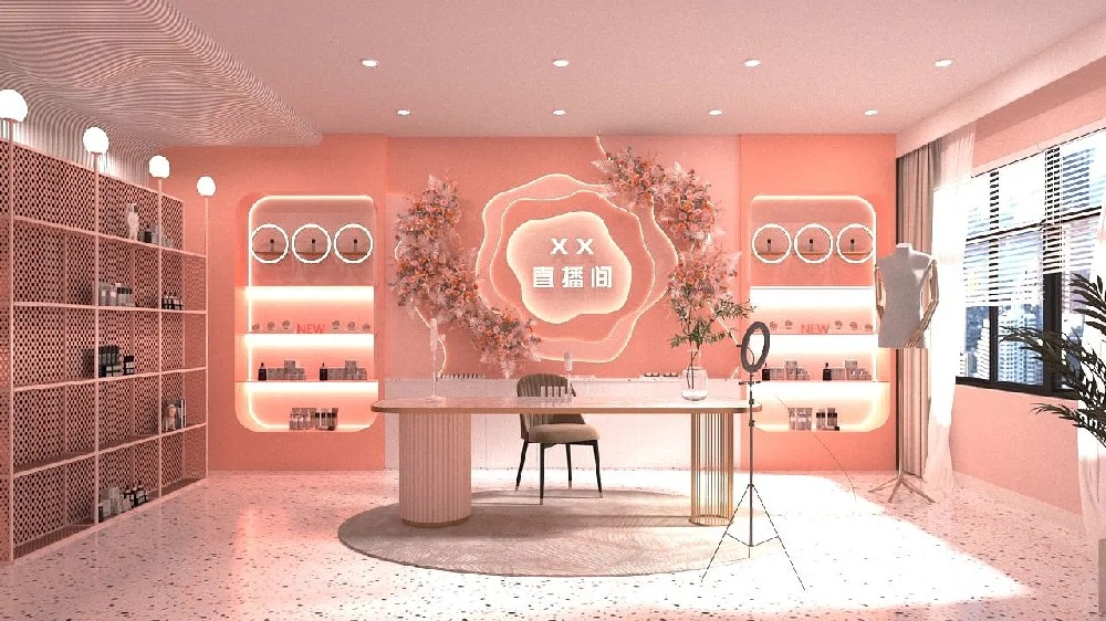直播間背景墻設(shè)計(jì)搭建，直播間背景墻裝修效果圖