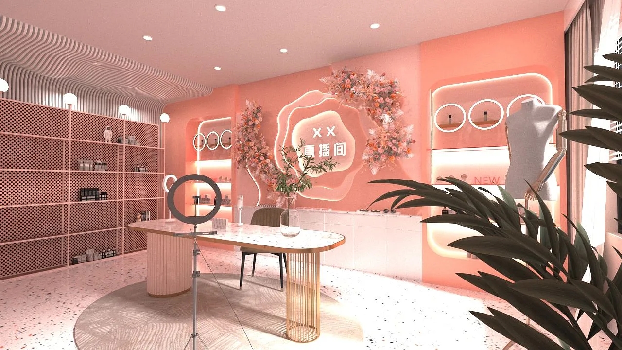 直播間背景墻設(shè)計(jì)搭建，直播間背景墻裝修效果圖