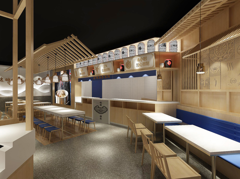 140平米鄭州米粉小吃店裝修設(shè)計效果圖