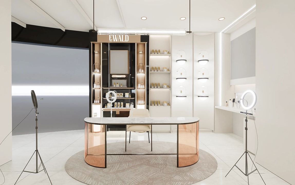 90平米鄭州化妝品店直播間設(shè)計效果圖