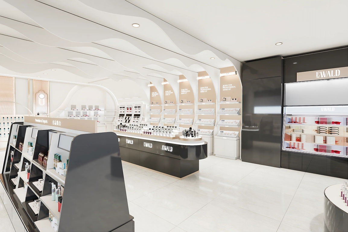 90平米鄭州化妝品店直播間設(shè)計效果圖