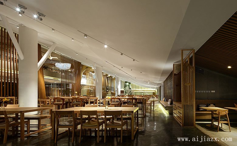 簡潔的實(shí)木條餐館裝修效果圖