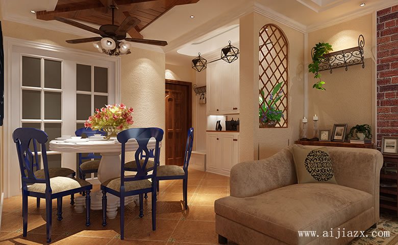 簡樸的美式鄉(xiāng)村風格餐廳裝修效果圖