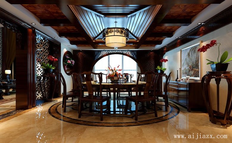 典雅含蓄的傳統(tǒng)中式風格家裝餐廳裝修效果圖
